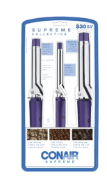 Conair Supreme Triple Hair Tool Set, Includes 0.5", 0.75", 1" Ceramic Curling Irons, Purple