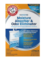 Arm & Hammer Hanging Bags Moisture Absorber for Closets, Clean Burst Scent, 16 oz., 2 Pack