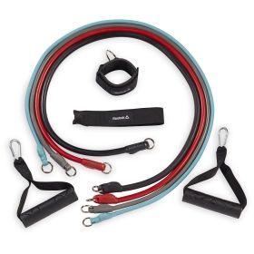 Reebok Delta Total Body Resistance Kit With Interchangeable Tubing, Adjustable Strength Training System For Home Workouts
