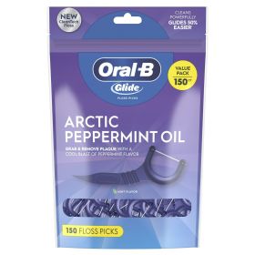 Oral-B Glide Dental Floss Picks Arctic Peppermint Floss Sticks 150 Count Easy Grip Disposable Picks For Fresh Breath