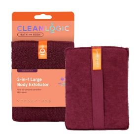 Cleanlogic 2-In-1 Large Body Exfoliator Dual-Sided Scrubber For Sensitive Skin 1 Count