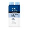 Neutrogena Ultra Sheer Lightweight Sunscreen Spray SPF 70 Twin Pack 2 x 5 oz Broad Spectrum UVA/UVB Invisible Finish Mist