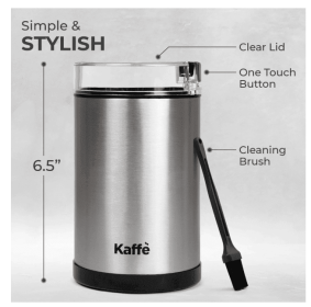 Kaffe 14Cup Electric Coffee Grinder with Auto On/Off, Stainless Steel (Cleaning Brush Included)