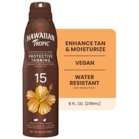 Hawaiian Tropic Protective Tanning Sunscreen SPF 15 Dry Oil Spray With Exotic Botanicals And Skin-Nourishing Antioxidants 6 oz Bottle