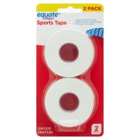 Equate 1.5 Inch x 10 Yard Athletic Sports Tape, Supportive And Protective, 2 Rolls