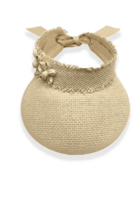 Time And Tru Women's Flower Straw Visor Hat, OSFM, Natural
