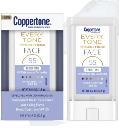 Coppertone Every Tone Invisible Finish Hydrating Face Sunscreen Stick, SPF 55, 0.49 oz Stick