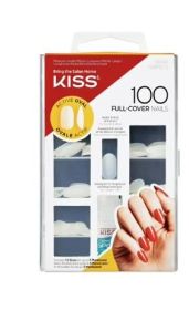 KISS Full-Cover Active Oval Medium Oval Press-On Nails with Glue, Clear, 100 Pieces