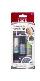 KISS Complete Salon Professional Acrylic Kit, Press on Nails for Adults, Natural French, 64 Pieces