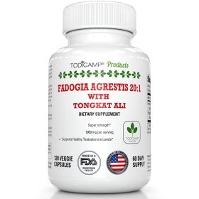 Fadogia Agrestis 20:1 with Tongkat Ali 1000mg Complex Longjack Tongkat Ali Extract with Fadogia Agrestis 600 mg Supplement 60 Days Supply